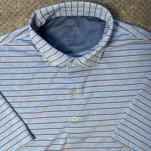 Johnnie-O Polo Shirt Mens XL Blue Jett Striped Golf UPF 50 Performance Maliblu